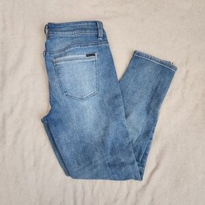 White House Black Market Mid Rise Light Was Skinny Crop Ankle Zip Jeans Size 2